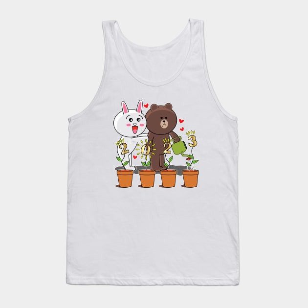 Brown Bear Cony Bunny Rabbit New Year 2023 Tank Top by ArticArtac